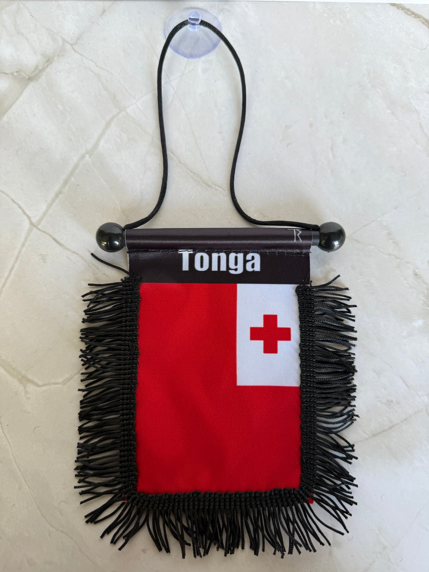 Tonga Rear View Mirror Flag