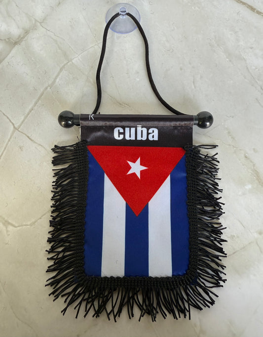 Cuba Rear View Mirror Flag