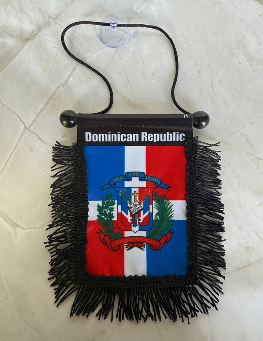 Dominican Republic Rear View Mirror Flag