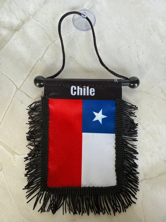 Chile Rear View Mirror Flag