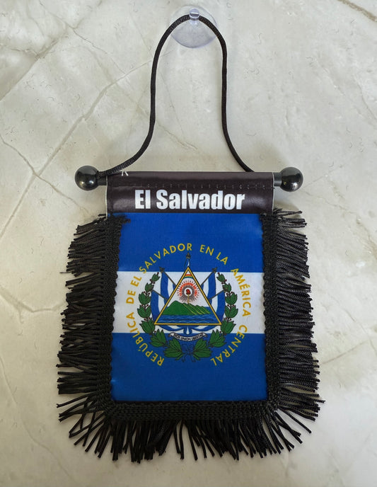 El Salvador Rear View Mirror Flag