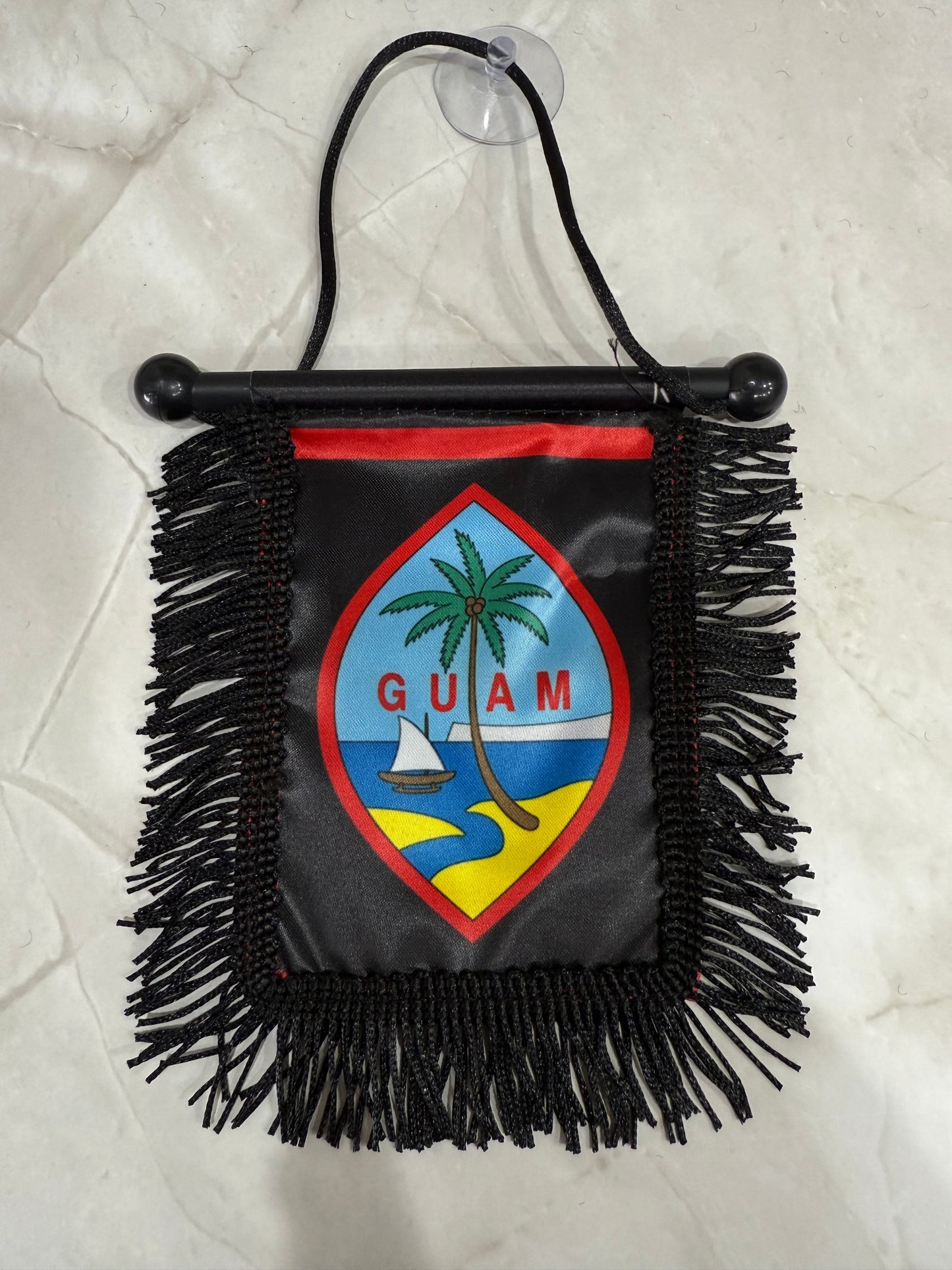 Guam Rear View Mirror Flag (Black)